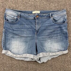 EST 1946 Denim Womens 24W Medium Wash High rise Cuffed Jean Shorts Blue Stretch